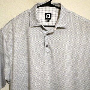 FootJoy Shirt Mens XL Short Sleeve Golf Polo Gray White Squares